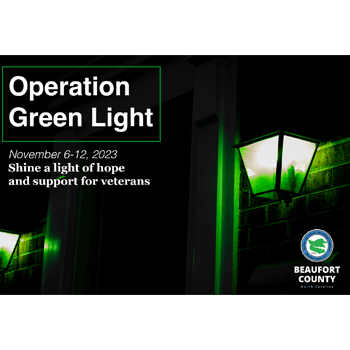 Graphic advertising Operation Green Light and its purpose of generating support for veterans